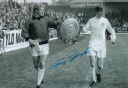 Gary Sprake signed 12x8 black and white photo pictured parading the Charity Shield while playing for