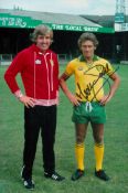 Ted McDougall signed 12x8 colour photo pictured with John Bond during his time with Norwich City.
