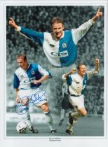 Football Kevin Gallacher signed 16x12 Blackburn Rovers colourised montage print. Good condition. All