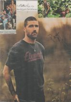 Mathew Fox signed 12x8 inches magazine photo affixed to card dedicated. Good condition. All