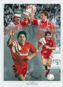 Football Dean Saunders signed 16x12 Liverpool colour montage photo. Good condition. All autographs