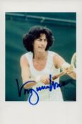 Virginia Wade signed 6x4inches colour photo.. Good condition. All autographs come with a Certificate