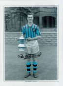 Football Peter McParland signed 16x12 Aston Villa colourised print pictured with the FA Cup. Good