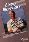 Golf Greg Norman signed 10x8 Spalding colour promo photo. Good condition. All autographs come with a