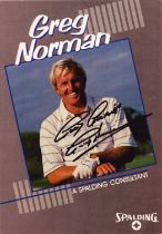 Golf Greg Norman signed 10x8 Spalding colour promo photo. Good condition. All autographs come with a