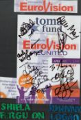 Eurovision Stars Shelia Ferguson and Johnny Logan Signed Eurovision Reunited Promo Sheet Affixed