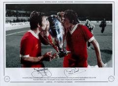 Jimmy Case and Phil Neal Signed 16 x 12 Colourised Autograph Editions, Limited Edition Print. Good