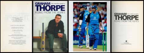 Graham Thorpe and Michael Vaughan Signed Photo approx size 10 x 8 inches, Plus Hardback Book