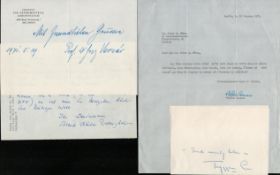 POLITICS Collection of 5 signatures and German letters including names of Hélder Câmara and more.