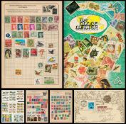 Worldwide used Stamps in a Globe Master Stamp Album containing approx 450-500 Stamps Plus 9