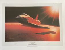 NASA Space Shuttle 27x20 inch limited edition colour print titled Challengers Glory signed in pencil
