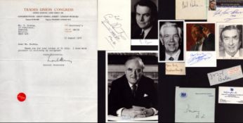 Political Collection of pictures and signatures including names of John Kenneth Galbraith, Arthur