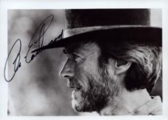 Clint Eastwood signed 7x5 inch black and white photo. Good condition. All autographs come with a