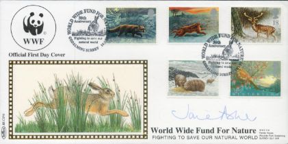 Jane Asher signed WWF FDC. 14/1/92 Godalming postmark. Good condition. All autographs come with a