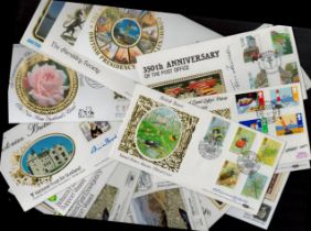 FDC 16 x many interesting Covers. Tom Jackson signed FDC '350th Anniversary of The Post Office' 4