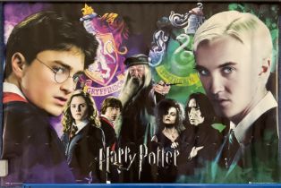 Harry Potter Movie Poster featuring Gryffindor and Slytherin plus some of the main characters approx