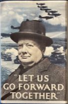 WW2 Winston Churchill propaganda 20x30 poster quoting Let Us Go Forward Together. Rolled. Reprint.
