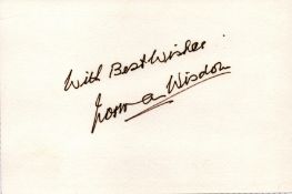 Norman Wisdom signed 4x6 inch approx white card. Good condition. All autographs come with a