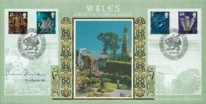 Ron Davies signed Wales First pictorial issue FDC. 8/6/99 Portmierion postmark. Good condition.