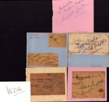 VINTAGE Collection of Entertainment signatures including Ivor Novello, Carroll Levis, Dame Ninette