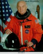 John Glenn signed 10x8inch colour official NASA spacesuit photo. Good condition. All autographs come