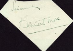Kenneth More signed irregular cut signature piece. Good condition. All autographs come with a
