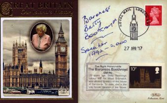 Baroness Betty Boothroyd signed 'Great Britain Our Island's History' FDC, date stamped 27th April