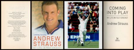 Andrew Strauss Signed Photo approx size 10 x 8 inches, Plus Hardback Book - Coming in To Play - My