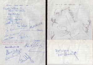 Rugby collection of 2 signed sheets Bridgend Snelling Sevens and Welsh Internationals. Names such as