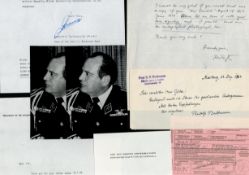 Miscellaneous Collection of 5 signatures and pictures including names of Rudolf Bultmann, Jacques