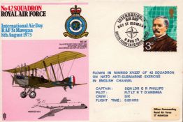Aviation Flown FDC No.42 Squadron RAF, International Air Day RAF St Mawgan 8th August 1973. Date