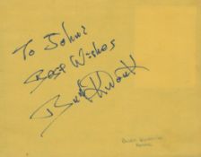 Burt Kwouk signed 5x4 yellow album page. Good condition. All autographs come with a Certificate of