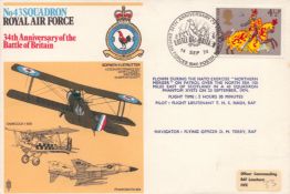 Aviation Flown FDC No.43 Squadron RAF, 34th Anniversary of the Battle of Britain. Date Stamped
