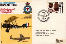 Aviation Flown FDC No.51 Squadron RAF, 20th Anniversary of Comet2 XK655 27th August 1973. 27th