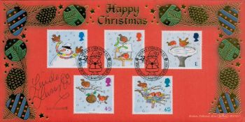 Linda Lusardi signed Merry Christmas FDC. 6/11/01 Stroud postmark. Good condition. All autographs