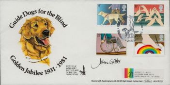 John Gibbs signed Guide Dogs FDC. 25/3/81 Wallasey postmark. Good condition. All autographs come