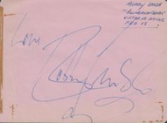 Bobby Crush signed plus Bill Kerr signed on reverse Autograph page 5x3.5 Inch. Dedicated. Good