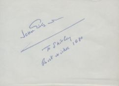 Sir John Gielgud signed Autograph page Approx. 4x3.5 Inch. Dedicated. Good condition. All autographs