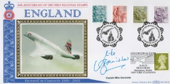 Cptn Mark Bannister signed England regional definitives FDC. 14/10/03 London postmark. Good