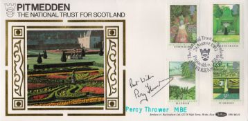 Percy Thrower MBE signed National Trust for Scotland FDC. 24/8/83 Aberdeenshire postmark. Good