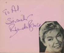 British Actress Brenda Bruce Signed Vintage Autograph Album Page in Purple Ink. Dedicated to Al.