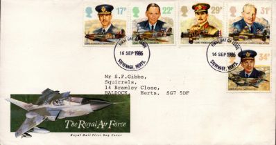 WWII FDC The Royal Air Force dated 16th September 1986. With stamps featuring Lord Dowding, Lord