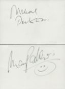 Michael Parkinson plus Mary Parkinson signed small Autograph Cards 3.5x2.5 Inch. Good condition. All