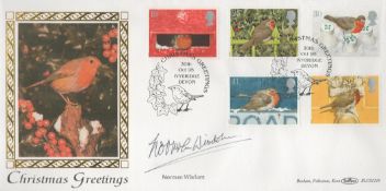 Norman Wisdom signed Christmas Greetings FDC. 30/10/95 Ivybridge postmark. Good condition. All