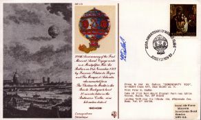 RAF Flown signed cover by P. E. Sadler, 200th Anniversary of the First Manned Arial Voyage made in a