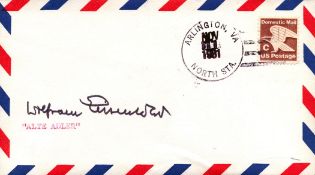 WWII Wolfram Eisenlohr Signed Air Mail Envelope Date Stamp Arlington VA. November 1981. Good