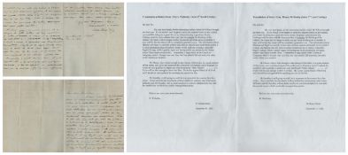 Letter in French from Earl Cowley GCB. PC. Nephew of Wellington and career diplomat (with