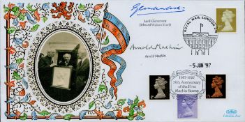 Lord Glenamara Edward Watson Short and Arnold Machin signed Benham FDC 30th Anniversary Machin Stamp