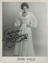 June Valli signed and dedicated 10x8 black and white photo. Good condition. All autographs come with