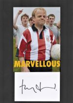 Toby Jones 6x8 signature piece featuring a signed card in black marker pen plus a colour